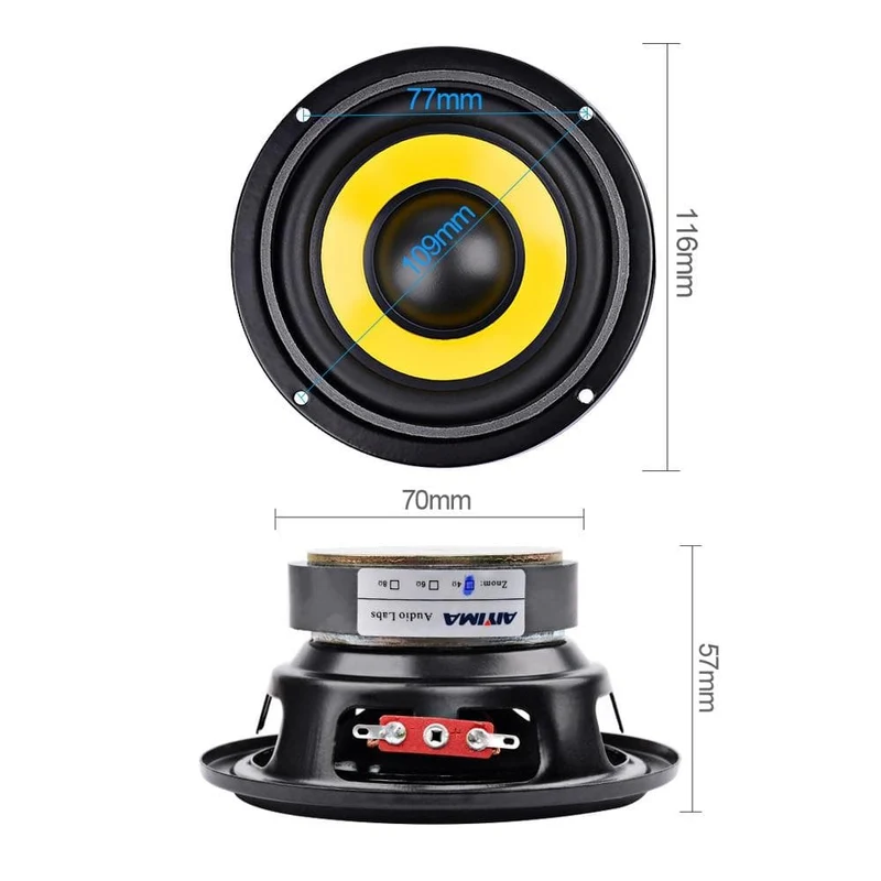 AIYIMA 2Pcs 4 Zoll Mitten Bass Lautsprecher Fahrer 4 8 Ohm 20W Bass Lautsprecher Audio Woofer Lautsprecher DIY heimkino