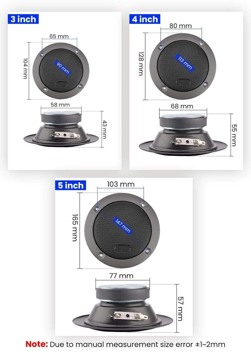 AIYIMA 2Pcs 3 4 5 Zoll Midrange Bass Lautsprecher Treiber High Power Hochtöner Lautsprecher DIY Heimkino HiFi Musik Woofer Lautsprecher