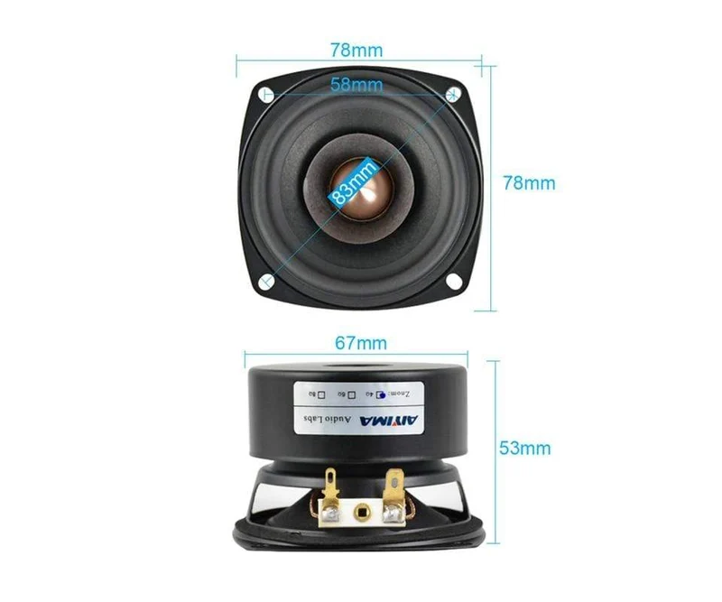 AIYIMA 2Pcs 3 Zoll Audio Lautsprecher 4Ohm 8Ohm 15W Breitbandlautsprecher Treiber HIFI Höhen Mediant Bass Lautsprecher DIY