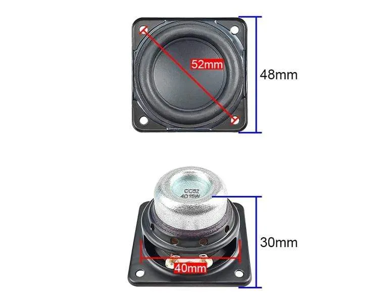 2 Zoll 48mm Vollfrequenz-Lautsprecher 4OHM 15W Neodym-Bass-Lautsprecher 20-Kern-Schwingspule Gummikante Reparatur Audiotreiber 2 Stück
