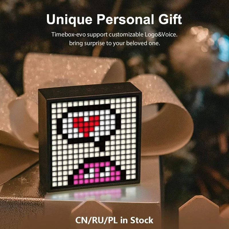 Divoom Timebox Evo, tragbarer Bluetooth-Lautsprecher mit Uhrwecker, programmierbarem LED-Display für die Erstellung von Pixelkunst, einzigartiges Geschenk