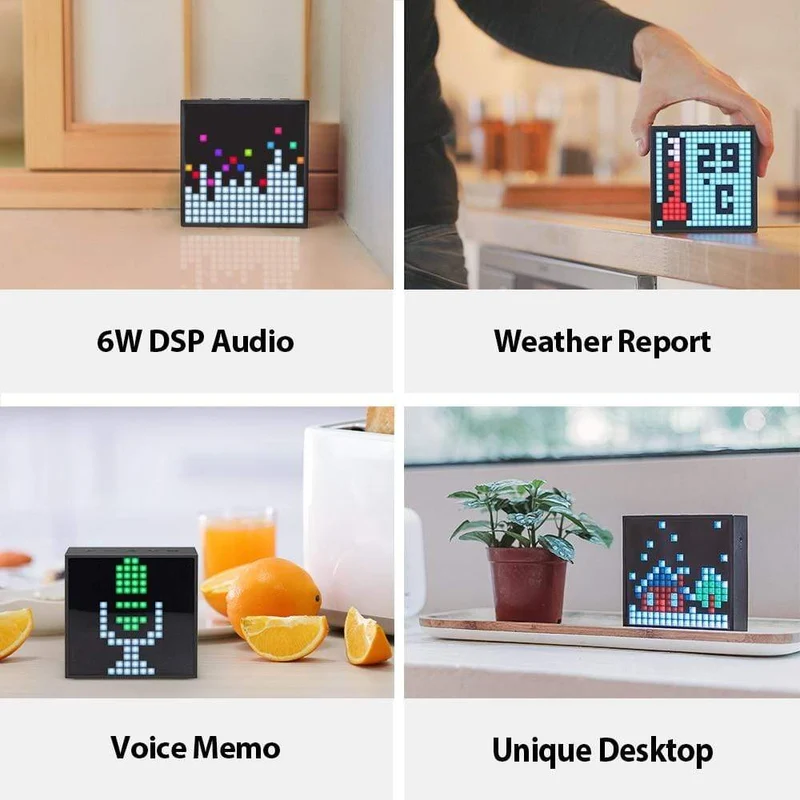 Divoom Timebox Evo, tragbarer Bluetooth-Lautsprecher mit Uhrwecker, programmierbarem LED-Display für die Erstellung von Pixelkunst, einzigartiges Geschenk