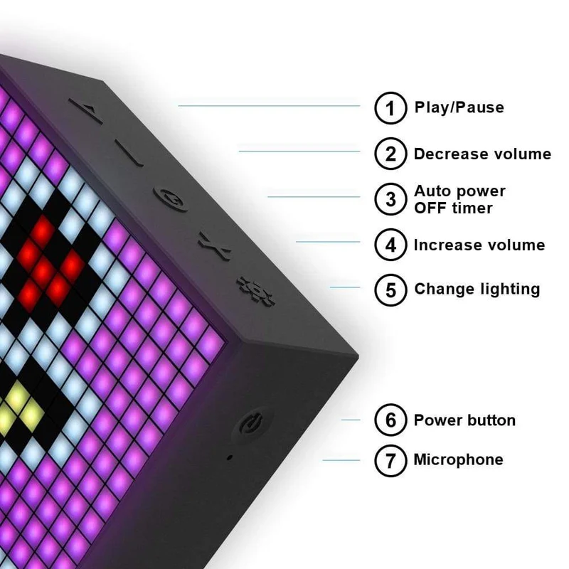 Divoom Timebox Evo, tragbarer Bluetooth-Lautsprecher mit Uhrwecker, programmierbarem LED-Display für die Erstellung von Pixelkunst, einzigartiges Geschenk