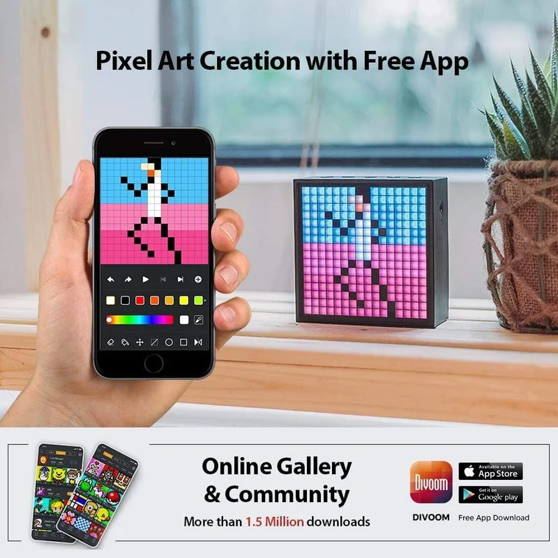 Divoom Timebox Evo, tragbarer Bluetooth-Lautsprecher mit Uhrwecker, programmierbarem LED-Display für die Erstellung von Pixelkunst, einzigartiges Geschenk