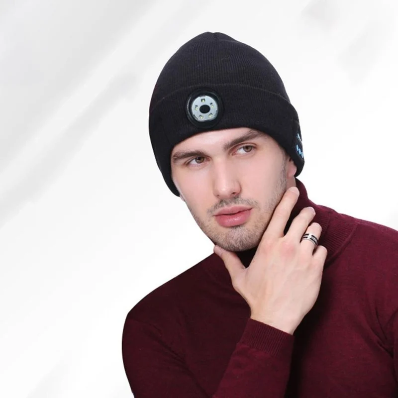 Warme Mütze, kabellose LED-Mütze, kabellose Smart-Cap, Headset, Kopfhörer, Lautsprecher, kabellose Kommunikation, Nacht-Außenbeleuchtung, Hut