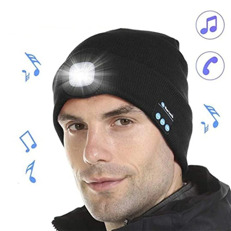 Warme Mütze, kabellose LED-Mütze, kabellose Smart-Cap, Headset, Kopfhörer, Lautsprecher, kabellose Kommunikation, Nacht-Außenbeleuchtung, Hut