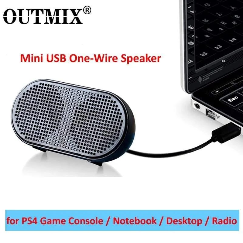OUTMIX Tragbarer Soundbox-Mini-Lautsprecher, USB-betriebener Stereo-Computer-Lautsprecher, Lautsprecher, Subwoofer für PS4, Spiel, Notebook, Laptop, PC