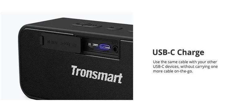 Tronsmart T2 Plus Bluetooth 5.0-Lautsprecher, 20 W, tragbarer Lautsprecher, 24-Stunden-Säule, IPX7-Soundbar mit NFC, Sprachassistent, Micro SD
