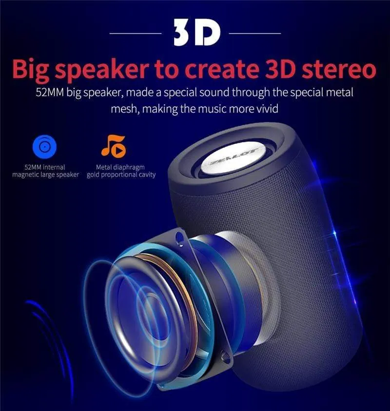 ZEALOT S32 Drahtloser Bluetooth-Lautsprecher, tragbarer Mini-HIFI-Subwoofer-Lautsprecher mit FM-Radiosäule, unterstützt TF, TWS, USB-Flash-Laufwerk