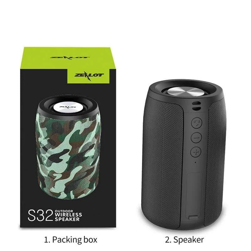 ZEALOT S32 Drahtloser Bluetooth-Lautsprecher, tragbarer Mini-HIFI-Subwoofer-Lautsprecher mit FM-Radiosäule, unterstützt TF, TWS, USB-Flash-Laufwerk