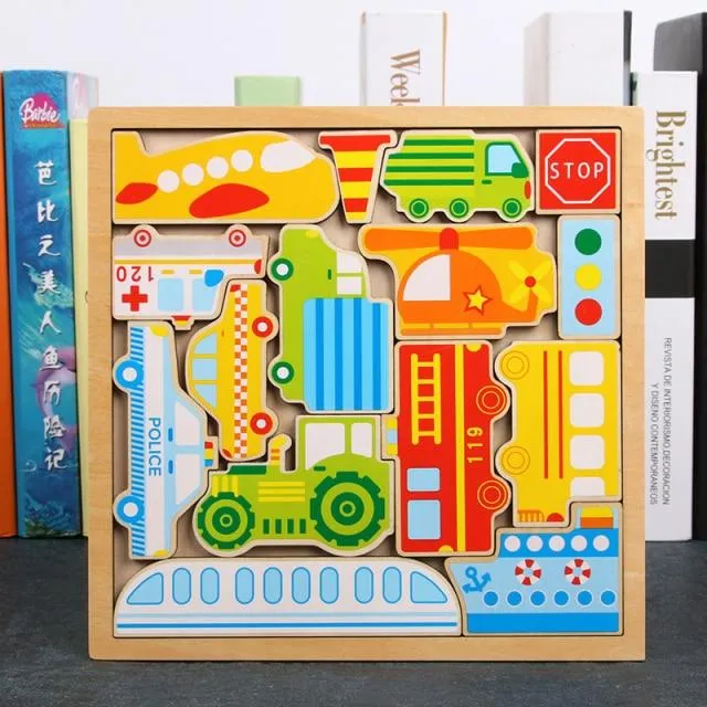 Buntes 3D-Puzzle aus Holzspielzeug, hochwertiges Tangram-Mathe-Spielzeug, Puzzle-Spiel, Vorstellungskraft, pädagogisches Spielzeug für Kinder im Vorschulalter