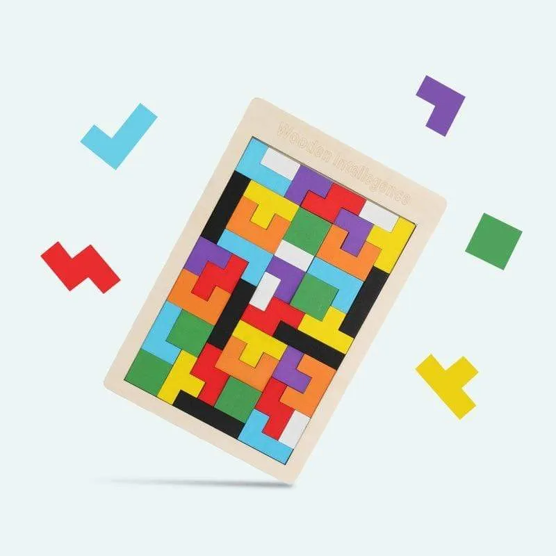 Buntes 3D-Puzzle aus Holzspielzeug, hochwertiges Tangram-Mathe-Spielzeug, Puzzle-Spiel, Vorstellungskraft, pädagogisches Spielzeug für Kinder im Vorschulalter