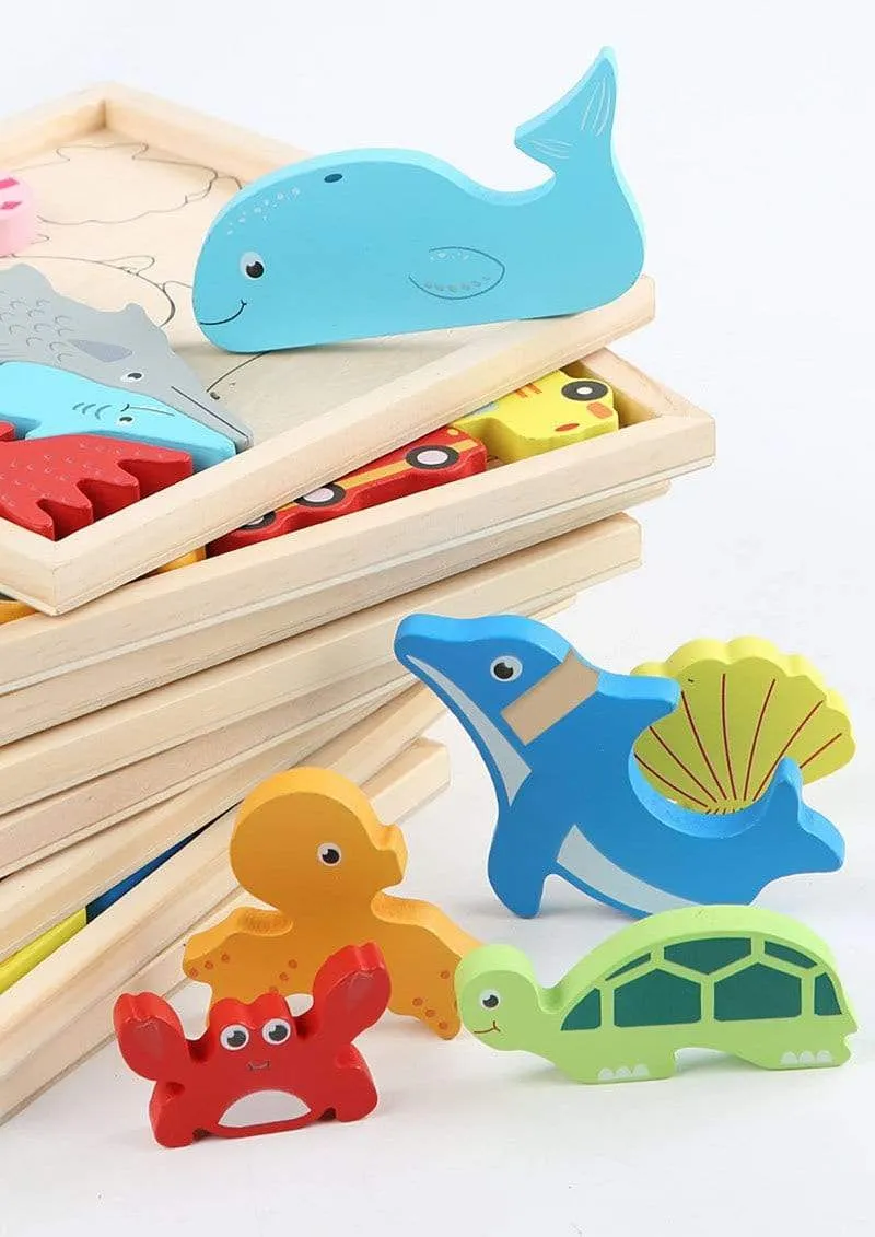 Buntes 3D-Puzzle aus Holzspielzeug, hochwertiges Tangram-Mathe-Spielzeug, Puzzle-Spiel, Vorstellungskraft, pädagogisches Spielzeug für Kinder im Vorschulalter