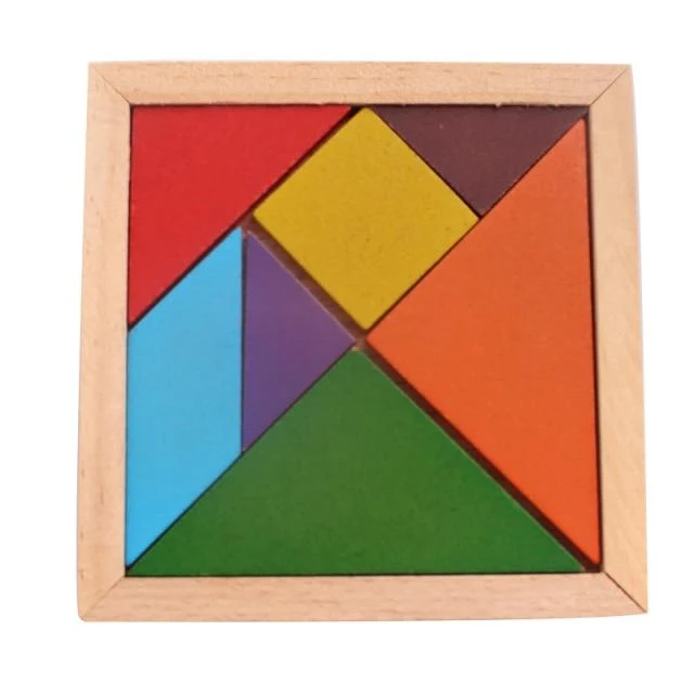 Buntes 3D-Puzzle aus Holzspielzeug, hochwertiges Tangram-Mathe-Spielzeug, Puzzle-Spiel, Vorstellungskraft, pädagogisches Spielzeug für Kinder im Vorschulalter