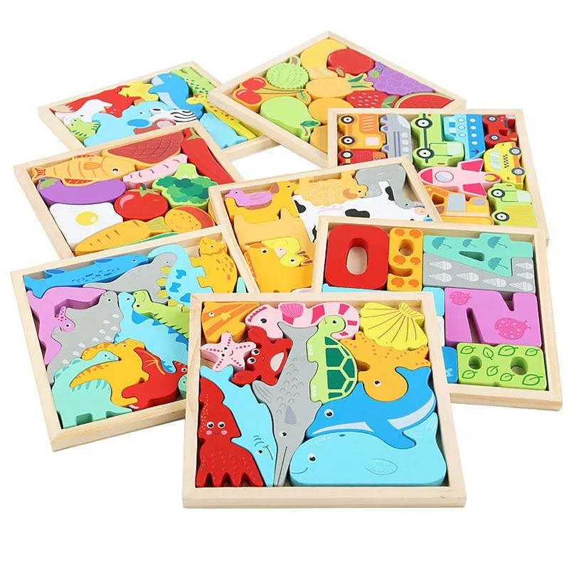 Buntes 3D-Puzzle aus Holzspielzeug, hochwertiges Tangram-Mathe-Spielzeug, Puzzle-Spiel, Vorstellungskraft, pädagogisches Spielzeug für Kinder im Vorschulalter