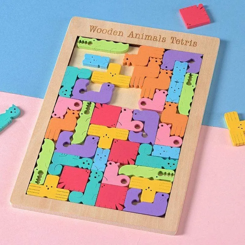 Buntes 3D-Puzzle aus Holzspielzeug, hochwertiges Tangram-Mathe-Spielzeug, Puzzle-Spiel, Vorstellungskraft, pädagogisches Spielzeug für Kinder im Vorschulalter