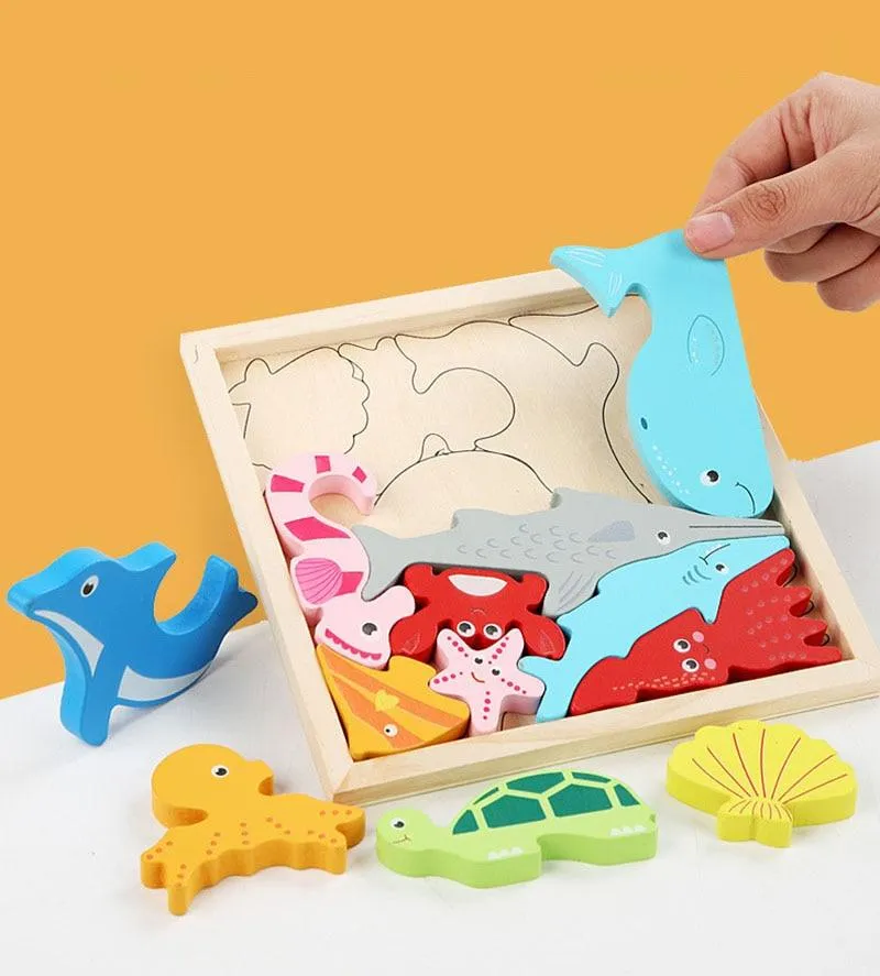 Buntes 3D-Puzzle aus Holzspielzeug, hochwertiges Tangram-Mathe-Spielzeug, Puzzle-Spiel, Vorstellungskraft, pädagogisches Spielzeug für Kinder im Vorschulalter