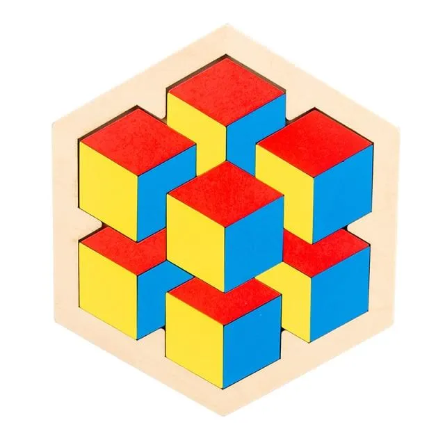 Buntes 3D-Puzzle aus Holzspielzeug, hochwertiges Tangram-Mathe-Spielzeug, Puzzle-Spiel, Vorstellungskraft, pädagogisches Spielzeug für Kinder im Vorschulalter