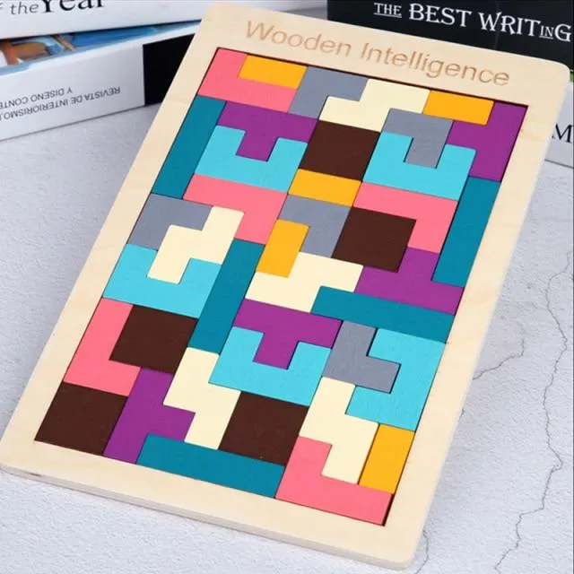 Buntes 3D-Puzzle aus Holzspielzeug, hochwertiges Tangram-Mathe-Spielzeug, Puzzle-Spiel, Vorstellungskraft, pädagogisches Spielzeug für Kinder im Vorschulalter