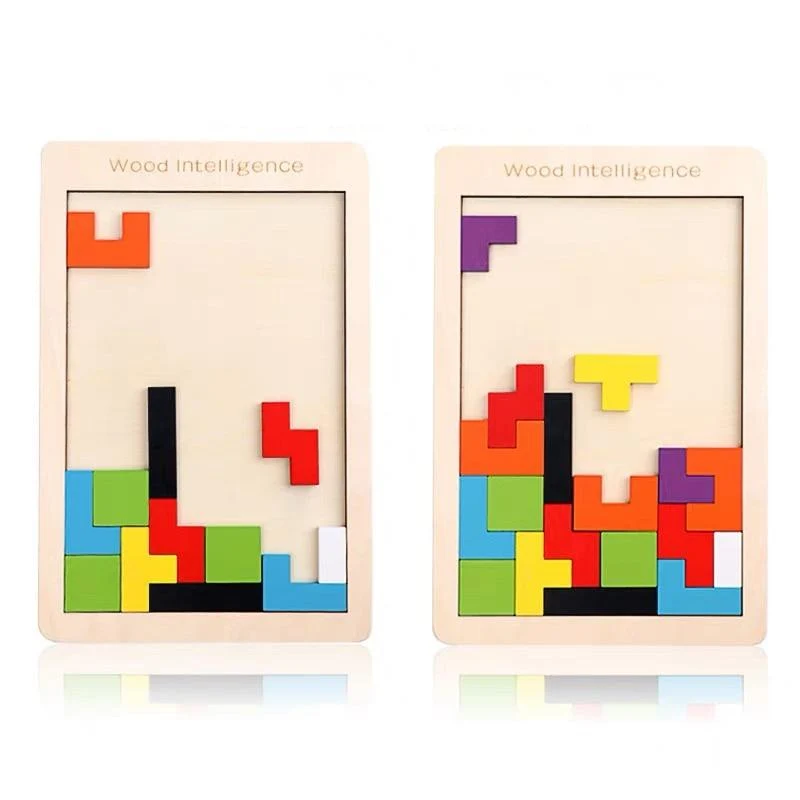 Buntes 3D-Puzzle aus Holzspielzeug, hochwertiges Tangram-Mathe-Spielzeug, Puzzle-Spiel, Vorstellungskraft, pädagogisches Spielzeug für Kinder im Vorschulalter