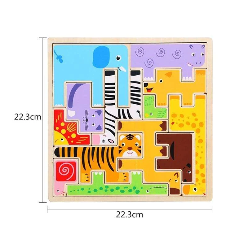 Buntes 3D-Puzzle aus Holzspielzeug, hochwertiges Tangram-Mathe-Spielzeug, Puzzle-Spiel, Vorstellungskraft, pädagogisches Spielzeug für Kinder im Vorschulalter