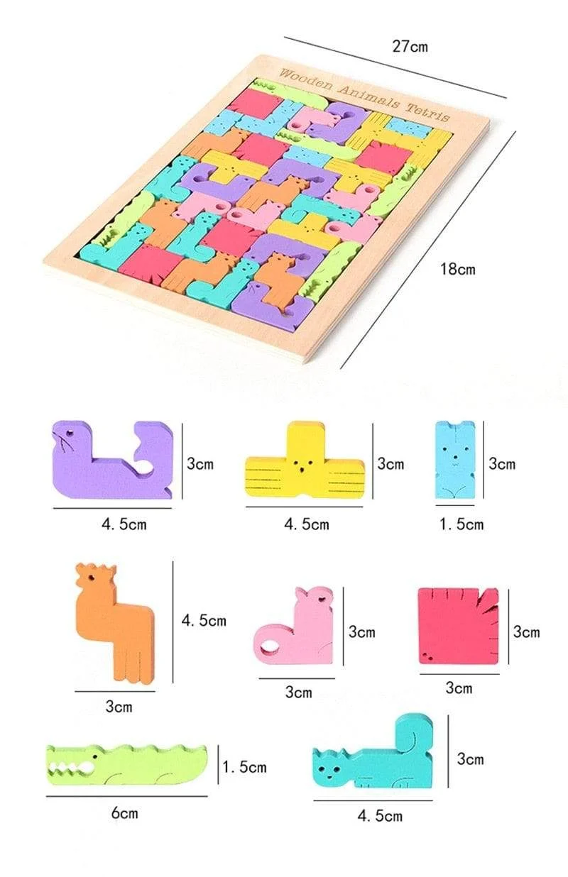 Buntes 3D-Puzzle aus Holzspielzeug, hochwertiges Tangram-Mathe-Spielzeug, Puzzle-Spiel, Vorstellungskraft, pädagogisches Spielzeug für Kinder im Vorschulalter