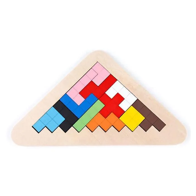 Buntes 3D-Puzzle aus Holzspielzeug, hochwertiges Tangram-Mathe-Spielzeug, Puzzle-Spiel, Vorstellungskraft, pädagogisches Spielzeug für Kinder im Vorschulalter