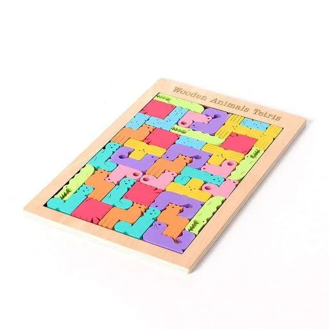Buntes 3D-Puzzle aus Holzspielzeug, hochwertiges Tangram-Mathe-Spielzeug, Puzzle-Spiel, Vorstellungskraft, pädagogisches Spielzeug für Kinder im Vorschulalter