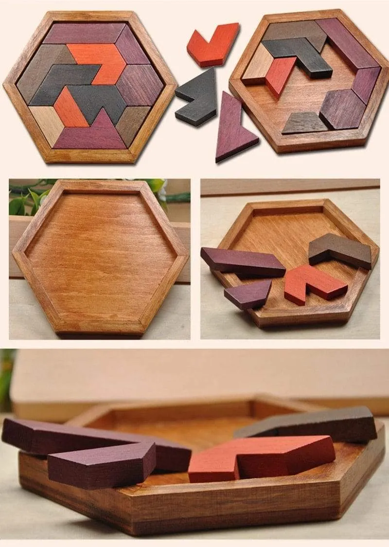 Buntes 3D-Puzzle aus Holzspielzeug, hochwertiges Tangram-Mathe-Spielzeug, Puzzle-Spiel, Vorstellungskraft, pädagogisches Spielzeug für Kinder im Vorschulalter