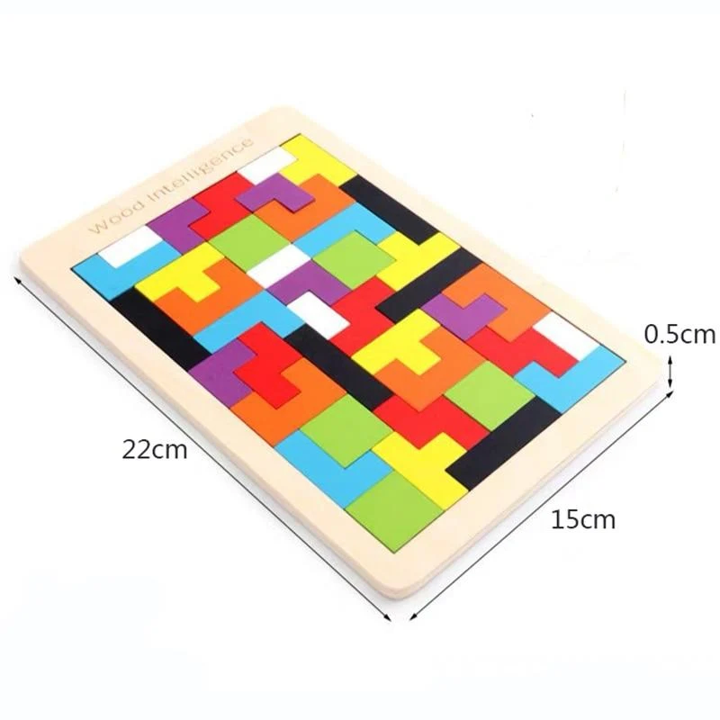 Buntes 3D-Puzzle aus Holzspielzeug, hochwertiges Tangram-Mathe-Spielzeug, Puzzle-Spiel, Vorstellungskraft, pädagogisches Spielzeug für Kinder im Vorschulalter