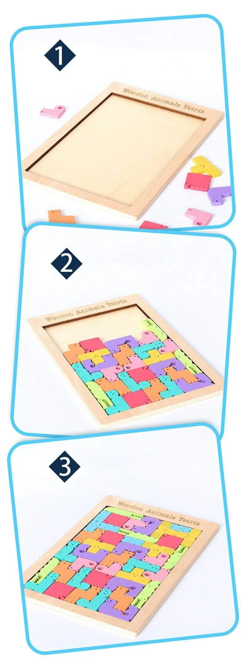 Buntes 3D-Puzzle aus Holzspielzeug, hochwertiges Tangram-Mathe-Spielzeug, Puzzle-Spiel, Vorstellungskraft, pädagogisches Spielzeug für Kinder im Vorschulalter