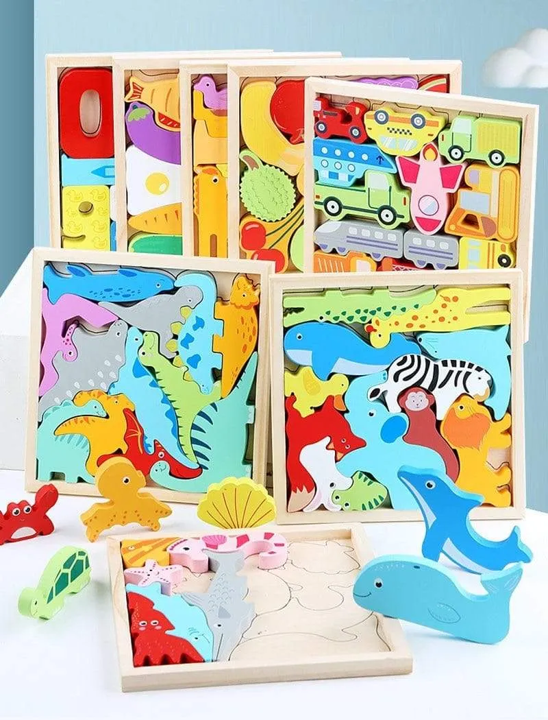Buntes 3D-Puzzle aus Holzspielzeug, hochwertiges Tangram-Mathe-Spielzeug, Puzzle-Spiel, Vorstellungskraft, pädagogisches Spielzeug für Kinder im Vorschulalter
