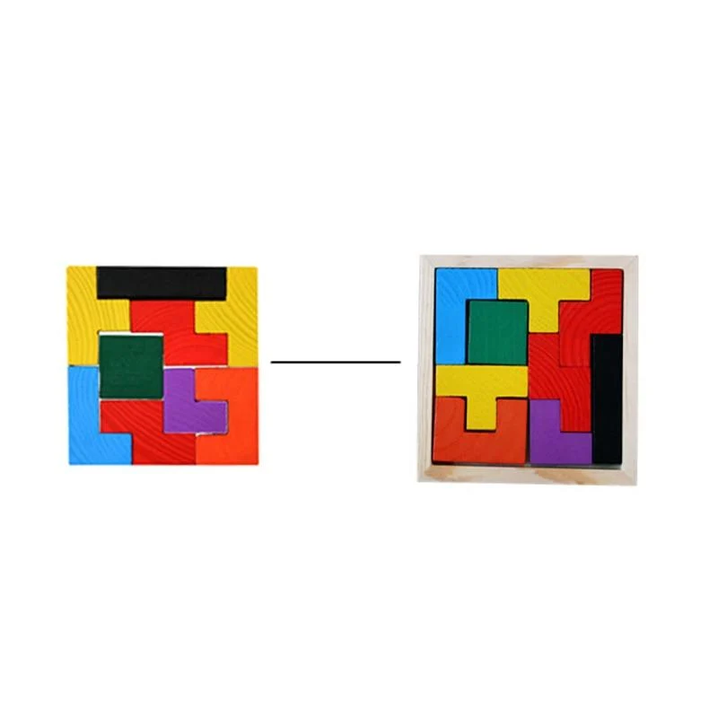 Buntes 3D-Puzzle aus Holzspielzeug, hochwertiges Tangram-Mathe-Spielzeug, Puzzle-Spiel, Vorstellungskraft, pädagogisches Spielzeug für Kinder im Vorschulalter