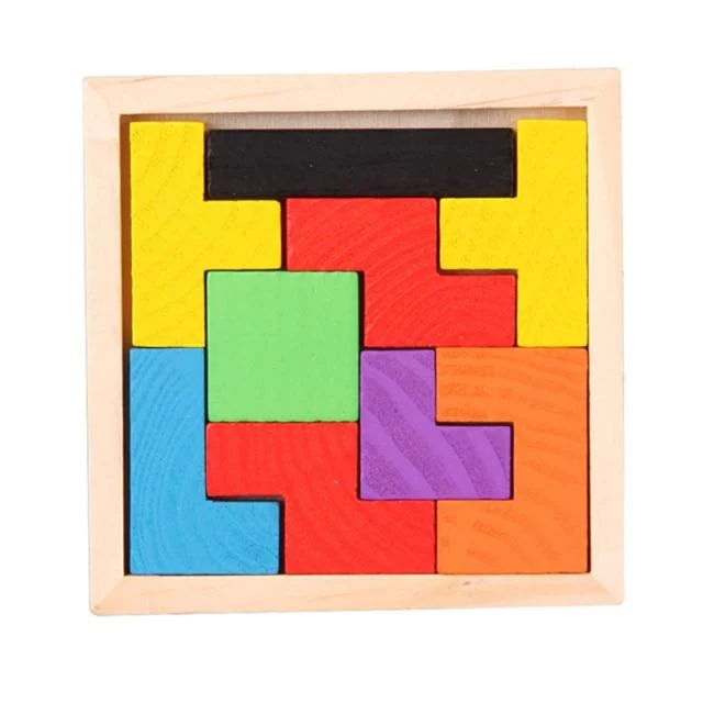 Buntes 3D-Puzzle aus Holzspielzeug, hochwertiges Tangram-Mathe-Spielzeug, Puzzle-Spiel, Vorstellungskraft, pädagogisches Spielzeug für Kinder im Vorschulalter