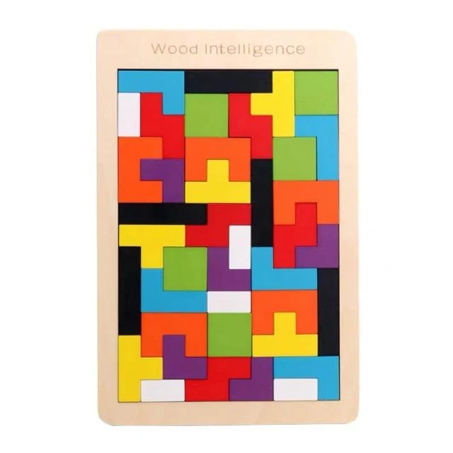 Buntes 3D-Puzzle aus Holzspielzeug, hochwertiges Tangram-Mathe-Spielzeug, Puzzle-Spiel, Vorstellungskraft, pädagogisches Spielzeug für Kinder im Vorschulalter