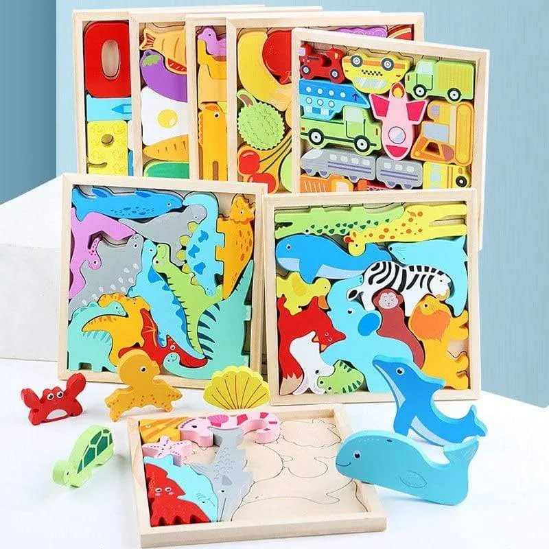 Buntes 3D-Puzzle aus Holzspielzeug, hochwertiges Tangram-Mathe-Spielzeug, Puzzle-Spiel, Vorstellungskraft, pädagogisches Spielzeug für Kinder im Vorschulalter