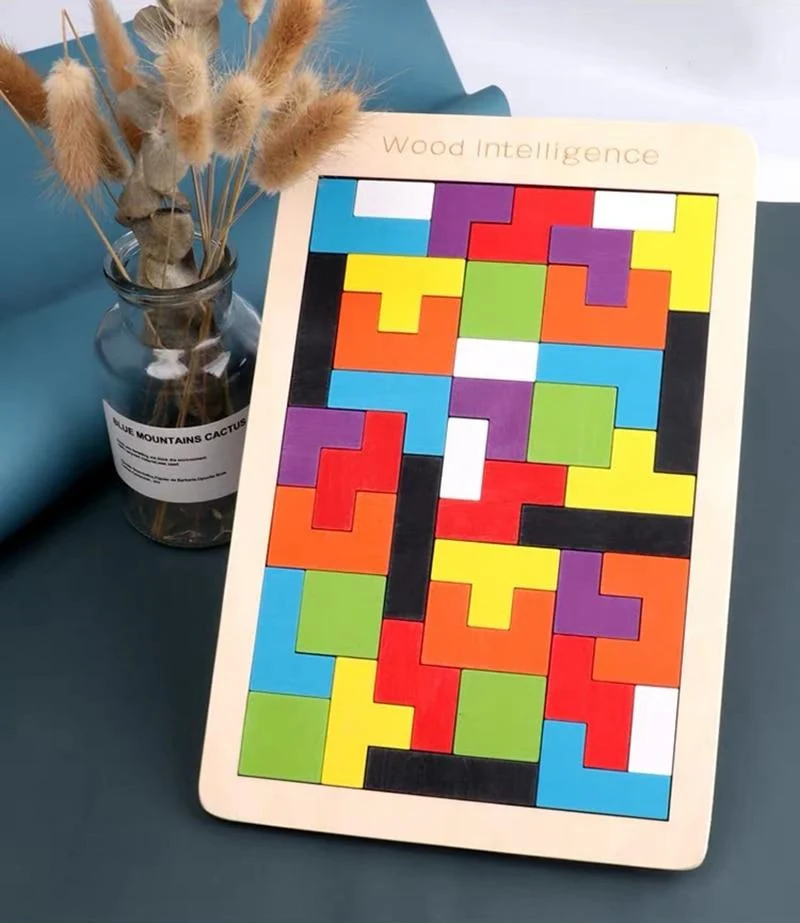 Buntes 3D-Puzzle aus Holzspielzeug, hochwertiges Tangram-Mathe-Spielzeug, Puzzle-Spiel, Vorstellungskraft, pädagogisches Spielzeug für Kinder im Vorschulalter