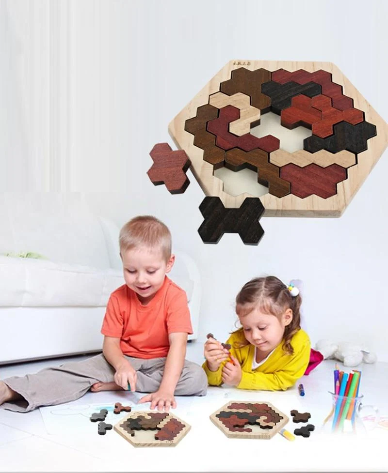 Buntes 3D-Puzzle aus Holzspielzeug, hochwertiges Tangram-Mathe-Spielzeug, Puzzle-Spiel, Vorstellungskraft, pädagogisches Spielzeug für Kinder im Vorschulalter