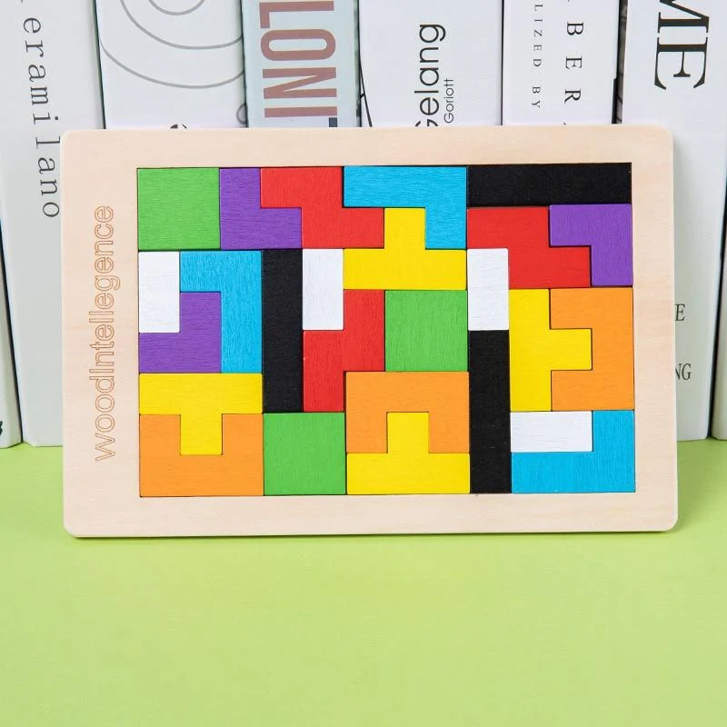 Buntes 3D-Puzzle aus Holzspielzeug, hochwertiges Tangram-Mathe-Spielzeug, Puzzle-Spiel, Vorstellungskraft, pädagogisches Spielzeug für Kinder im Vorschulalter