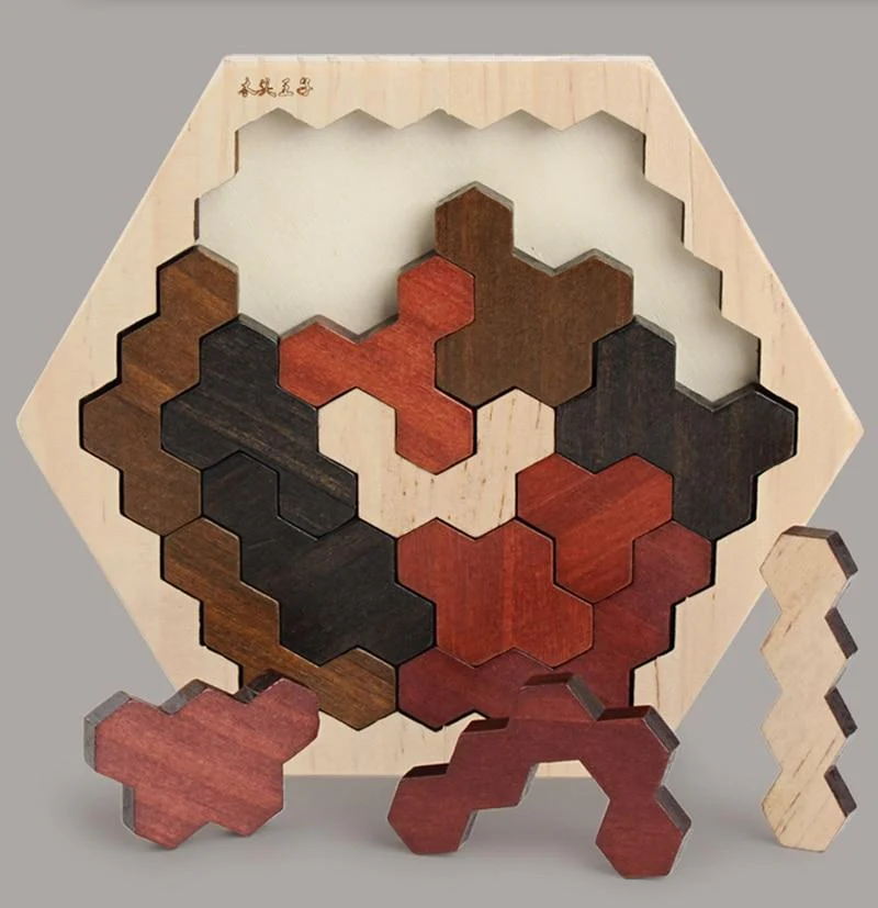 Buntes 3D-Puzzle aus Holzspielzeug, hochwertiges Tangram-Mathe-Spielzeug, Puzzle-Spiel, Vorstellungskraft, pädagogisches Spielzeug für Kinder im Vorschulalter