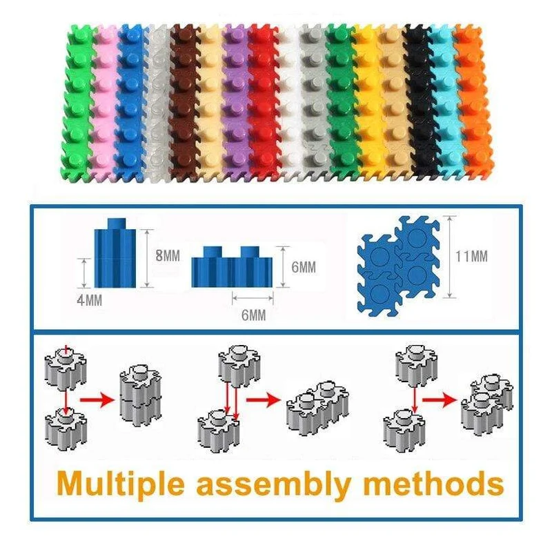 Mini Building Blocks DIY Brick 1x1Dots 200PCS 25Colors Lernspiele Spielzeug für Kinder Kompatibel mit Markenblöcken