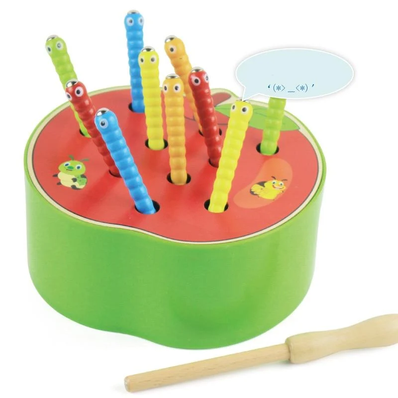 Montessori für Kinder, aus Holz, magnetisches Fangwurmspiel, frühe pädagogische Geschenke für Mädchen und Jungen, Versand aus Russland