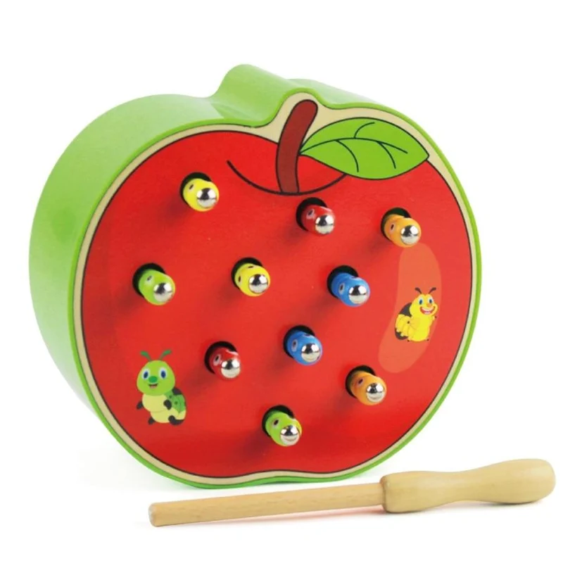 Montessori für Kinder, aus Holz, magnetisches Fangwurmspiel, frühe pädagogische Geschenke für Mädchen und Jungen, Versand aus Russland