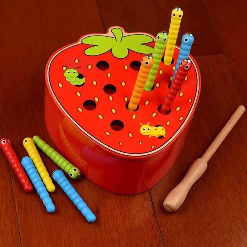 Montessori für Kinder, aus Holz, magnetisches Fangwurmspiel, frühe pädagogische Geschenke für Mädchen und Jungen, Versand aus Russland