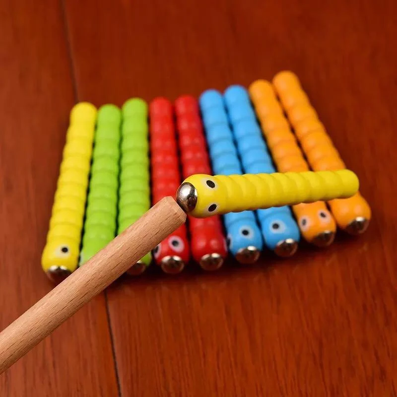 Montessori für Kinder, aus Holz, magnetisches Fangwurmspiel, frühe pädagogische Geschenke für Mädchen und Jungen, Versand aus Russland