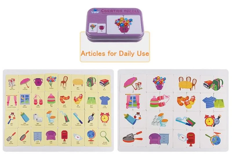 Obst Tier Erkenntnis Karte Puzzle Spiel Für Baby Kleinkind Montessori Matching Spiel 3D Jigsaw Kinder Früh Lernen Pädagogisches Geschenk