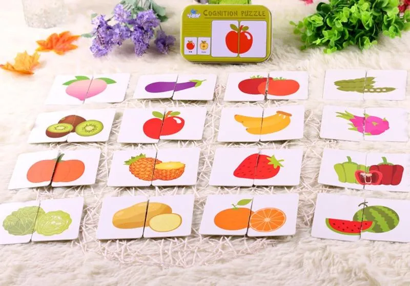 Obst Tier Erkenntnis Karte Puzzle Spiel Für Baby Kleinkind Montessori Matching Spiel 3D Jigsaw Kinder Früh Lernen Pädagogisches Geschenk