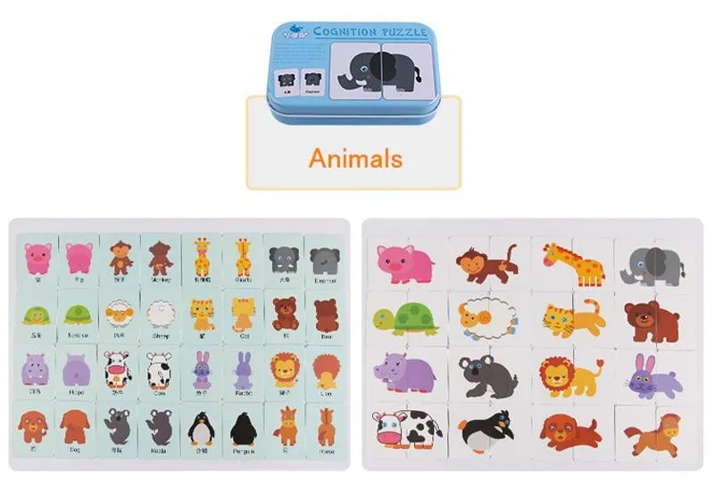 Obst Tier Erkenntnis Karte Puzzle Spiel Für Baby Kleinkind Montessori Matching Spiel 3D Jigsaw Kinder Früh Lernen Pädagogisches Geschenk