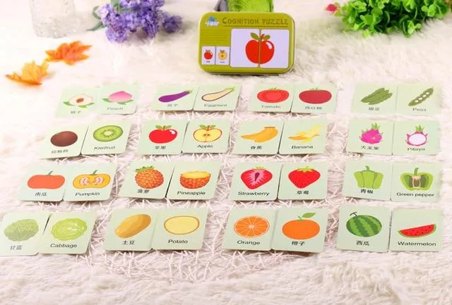 Obst Tier Erkenntnis Karte Puzzle Spiel Für Baby Kleinkind Montessori Matching Spiel 3D Jigsaw Kinder Früh Lernen Pädagogisches Geschenk