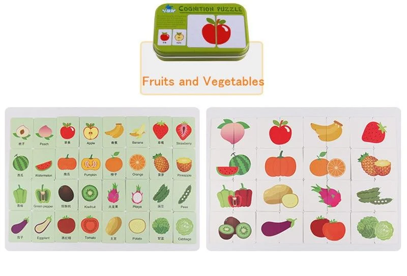 Obst Tier Erkenntnis Karte Puzzle Spiel Für Baby Kleinkind Montessori Matching Spiel 3D Jigsaw Kinder Früh Lernen Pädagogisches Geschenk